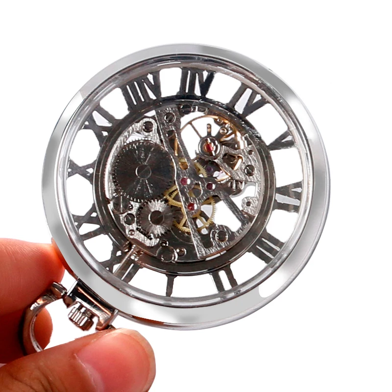 Модный Роскошный Серебряный Брелок с подвеской прозрачный скелет механический