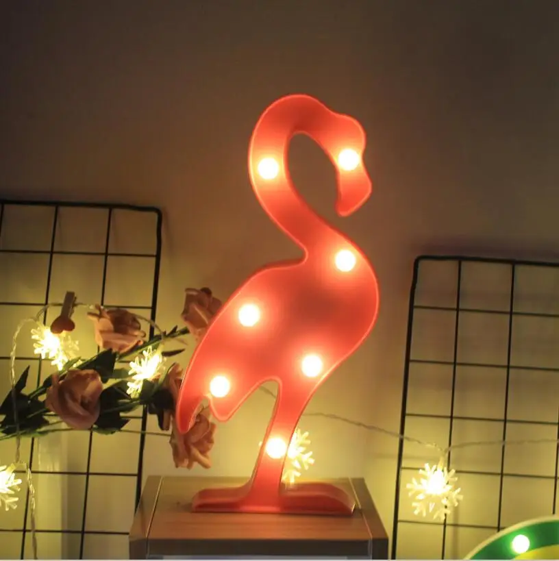 LED мини Фламинго Единорог ночные светильники Вечеринка ананас кактус настенный