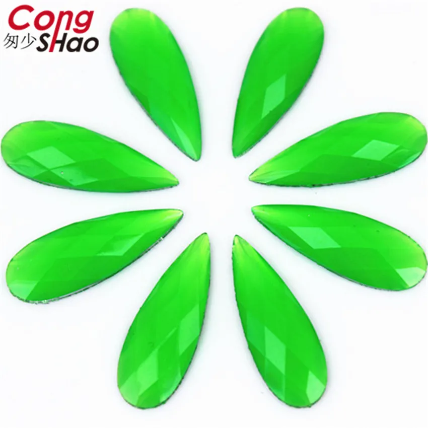 Cong Shao 100 шт. 8*21 мм блестящий кристалл AB капля смолы стразы аппликация с плоской