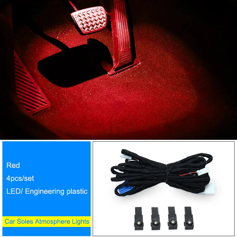 Red 4Pcs QHCP светодиодный автомобильный атмосферный светильник s подошвы окружающего настроения, интерьерный декоративный светильник для ног, подходит для Toyota Camry, автомобильные аксессуары - Название цвета: Red 4Pcs