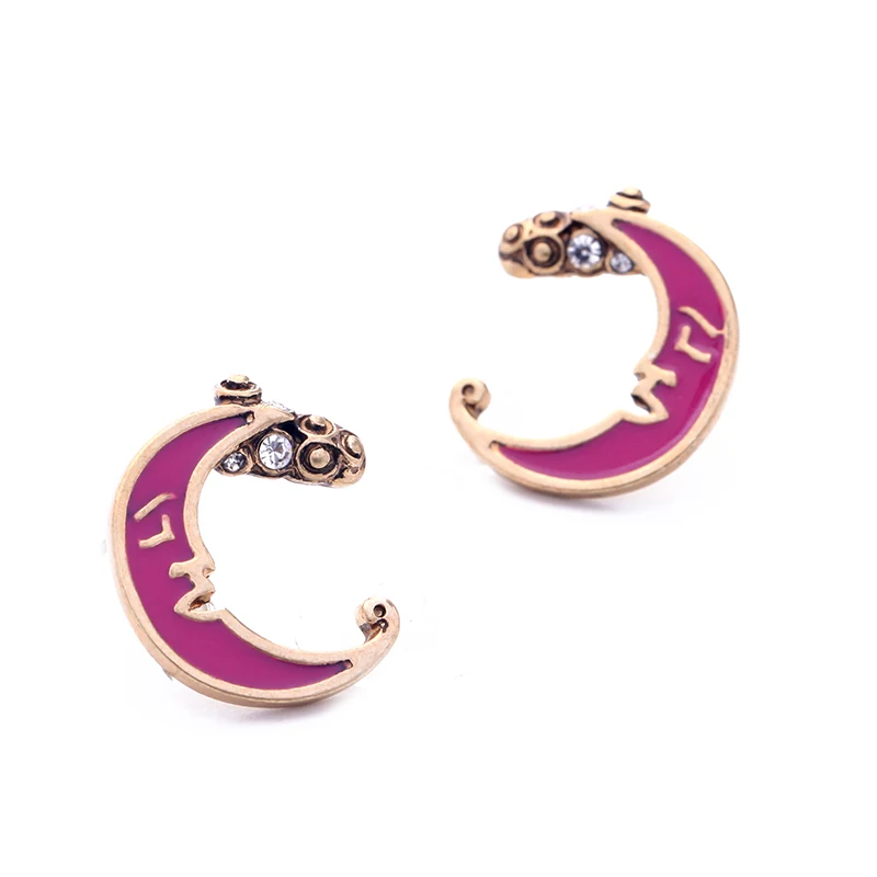 Большие цены Симпатичные синие и фиолетовые эмалевые серьги-гвоздики в форме