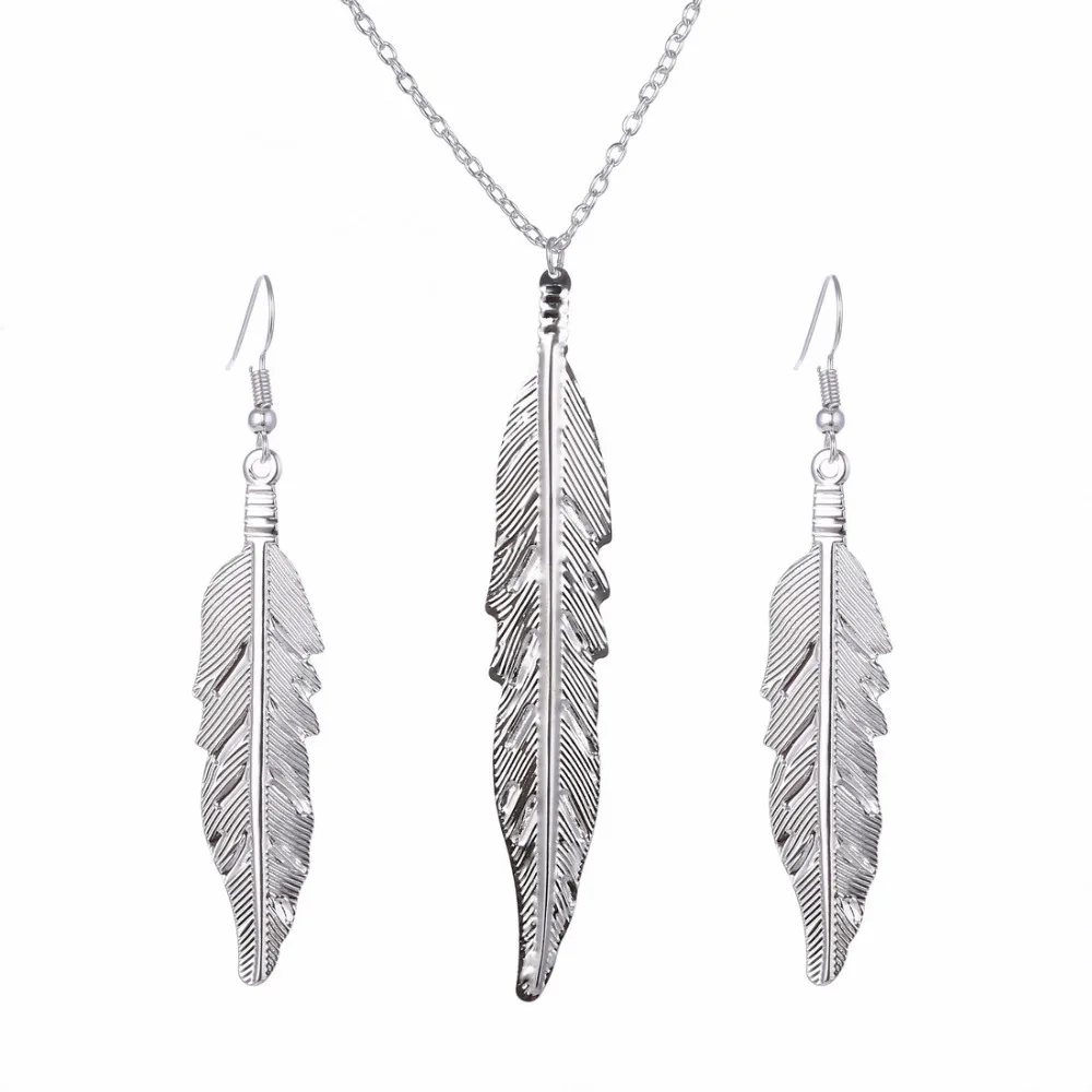 Нежное ожерелье с подвеской в виде листьев серебряным покрытием для девочки