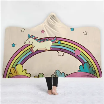 Розовый Модное одеяло с капюшоном, единорог, Русалка, цветочное готическое, шерпа, флисовое, переносное, пледы, одеяло, 3D печать, микрофибра - Цвет: Розовый