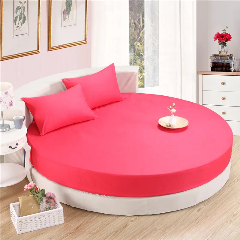 

3-Pieces Solid Color 100% Cotton Round Fitted Sheet Set Round Bed Sheet Bedding Set Customizable Mattress Topper 200cm 220cm