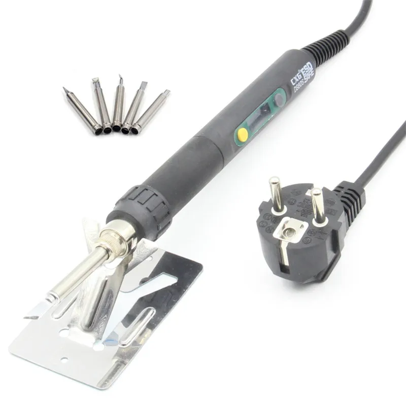 2 Package CXG DS60S, европейская вилка, высокое качество, 220 В, 60 Вт, Электрический паяльник, Отопление, сварочный Утюг, станция, ЖК-дисплей, C9, наконечник, сопло - Цвет: 2 Package