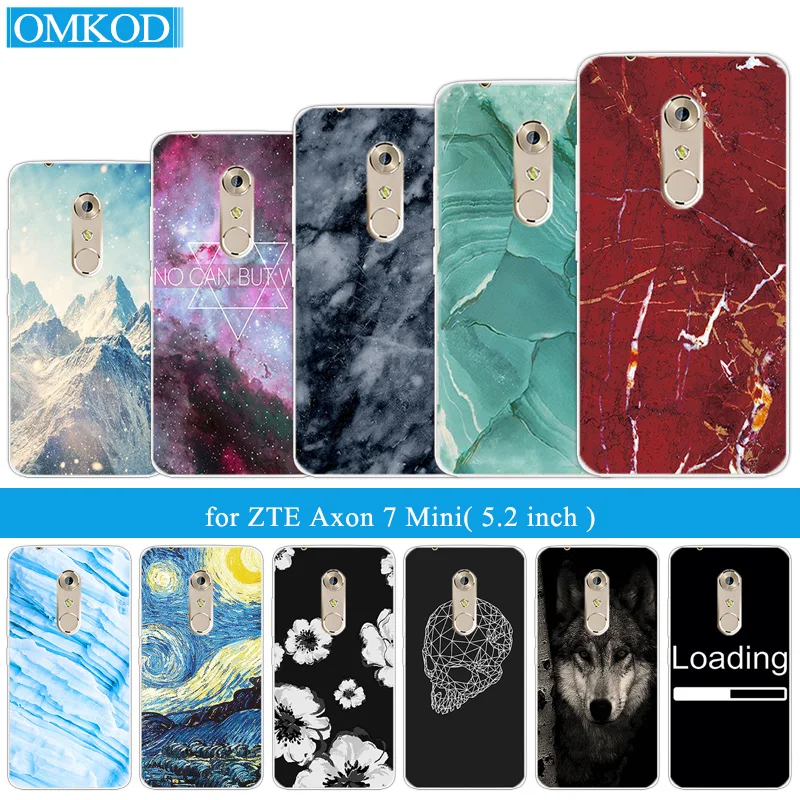 5 2-дюймовый чехол для ZTE Axon 7 Mini мягкий силиконовый мраморный телефона Fundas