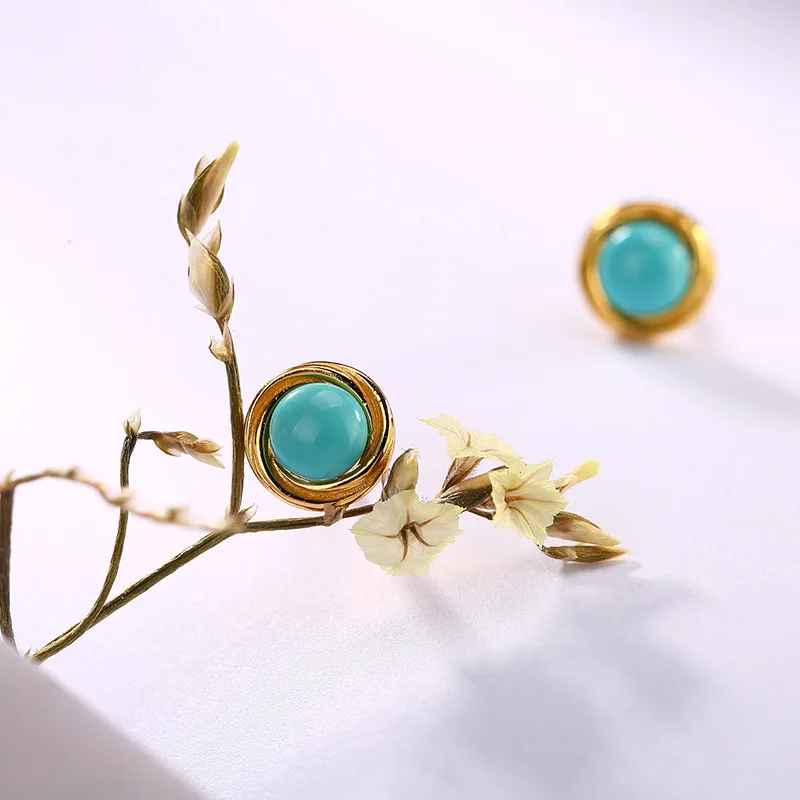 Женские серьги из серебра 100% пробы с натуральной бирюзой|turquoise silver earrings|turquoise