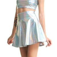 pu shiny metallic color sexy bodycon mini skirts women high waist a line flare skirt new fashion summer streetwear short skirts