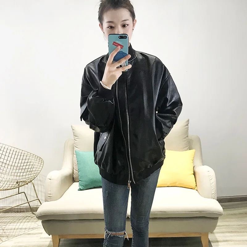 Женская байкерская куртка из искусственной кожи | одежда