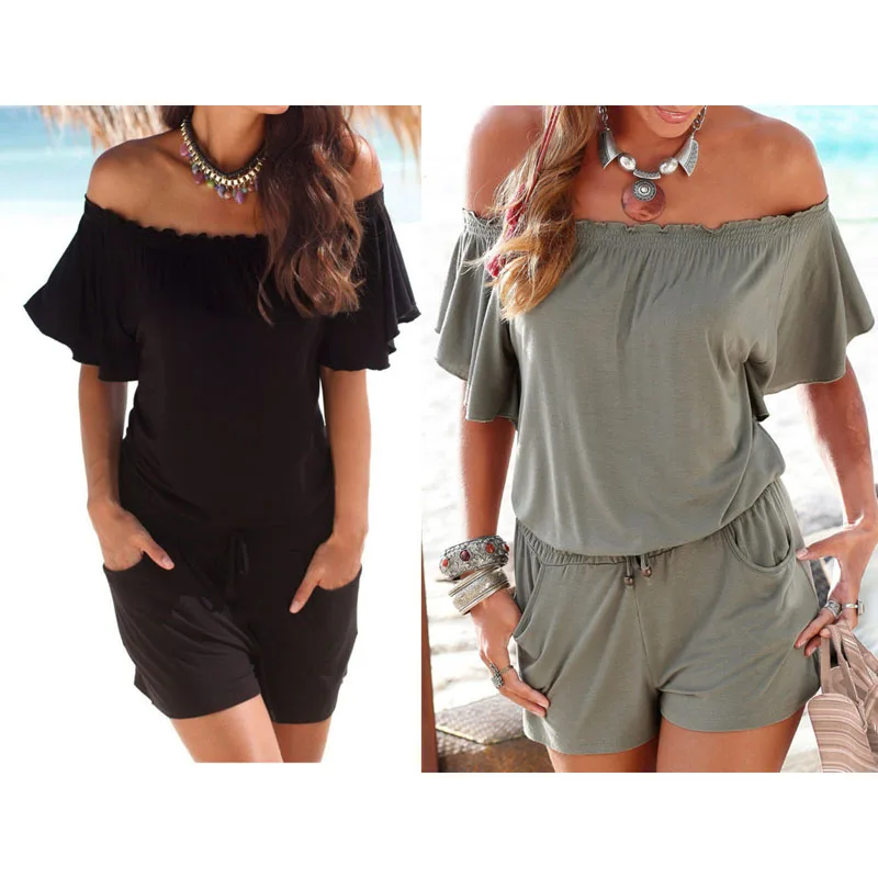 Женский комбинезон свободного покроя в стиле бохо летние шорты с вырезом