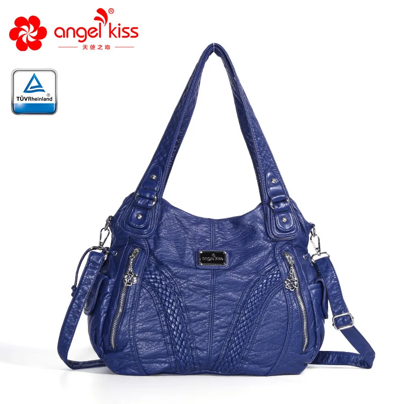 Синий Бренд Angelkiss,, женская сумка из искусственной кожи, женские сумочки, одноцветные сумки на плечо, сумки-мессенджеры для женщин - Цвет: Синий