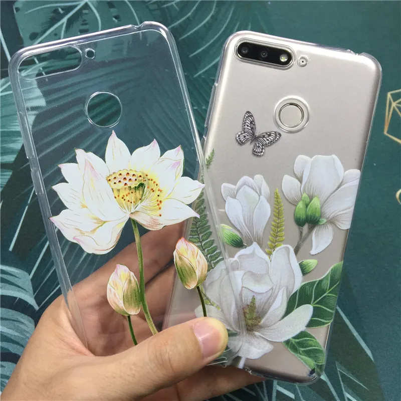 Мягкий чехол из ТПУ для huawei honor 7a pro 7 s 7x с цветочным рисунком 7c русская версия