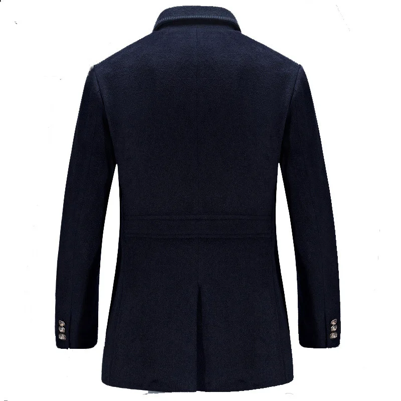 2018 Autumn Winter Solid Casual Faux Wool Coat Men Long Sleeve Turn Down Collar Button Hot Sale Men's Trench GD982 | Мужская одежда