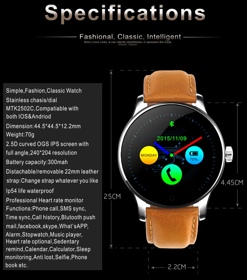 K88H Смарт-часы для мужчин android кровяное давление bluetooth динамик сердечного ритма водонепроницаемые спортивные Смарт-часы