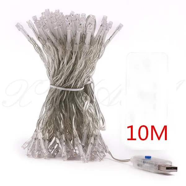 10M USB Сказочный светильник s Micro Rice Wire Серебряный провод вечерние рождественские лампы гирлянда Сказочный светильник FChristmas дерево украшение для свадебной вечеринки - Испускаемый цвет: 10M