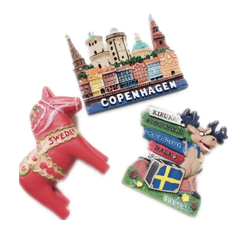

New Arrival Sweden Tourist Souvenir Animal Horse Elk Fridge Magnets Refrigerator Magnetic Stickers Crafts Gifts for Home Decor