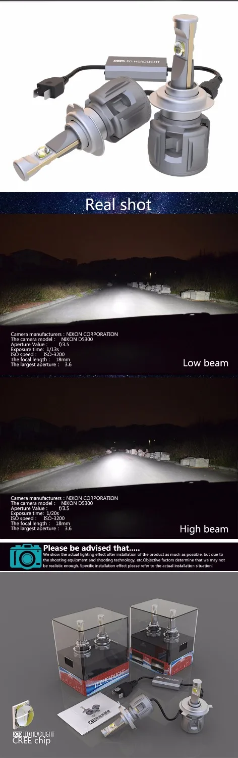 2 шт. Автомобильные светодиодные фары H7 CREE XHP70 120 Вт 6000 лм 9005 K H4 H11 9006 D2S|Передние