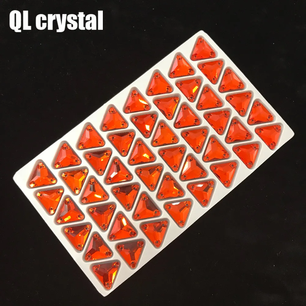 Кристаллы QL оранжево красные трехугольные стеклянные Пришивные кристаллы для