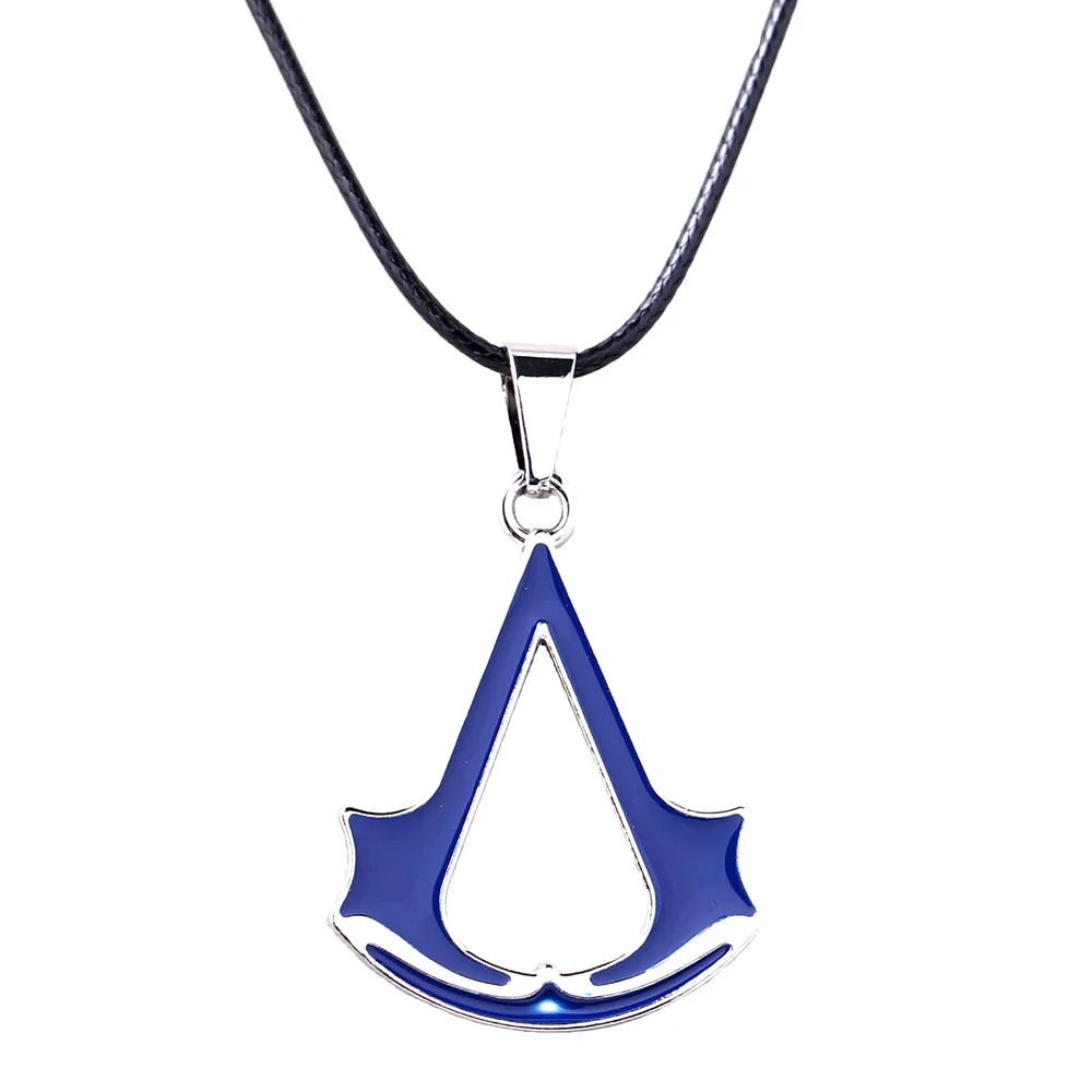 Assassins веревка для Ожерелья Цепочка лезвие кулон ожерелье красный синий кожаный