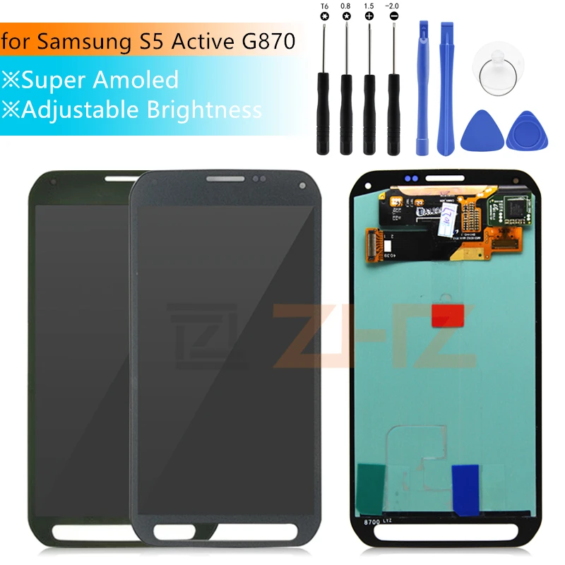 ЖК-дисплей Super AMOLED для Samsung Galaxy S5 Active G870, сенсорный экран с дигитайзером в сборе, замена, ремонт, запасные части