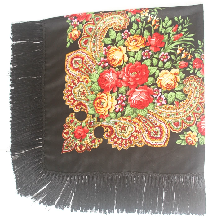 Luxury Brand Winter Russian Fringe Big Scarves Floral Printed Scarf Shawl Gift Cotton Lady Warm Square Wrap Sunshade Scarves
