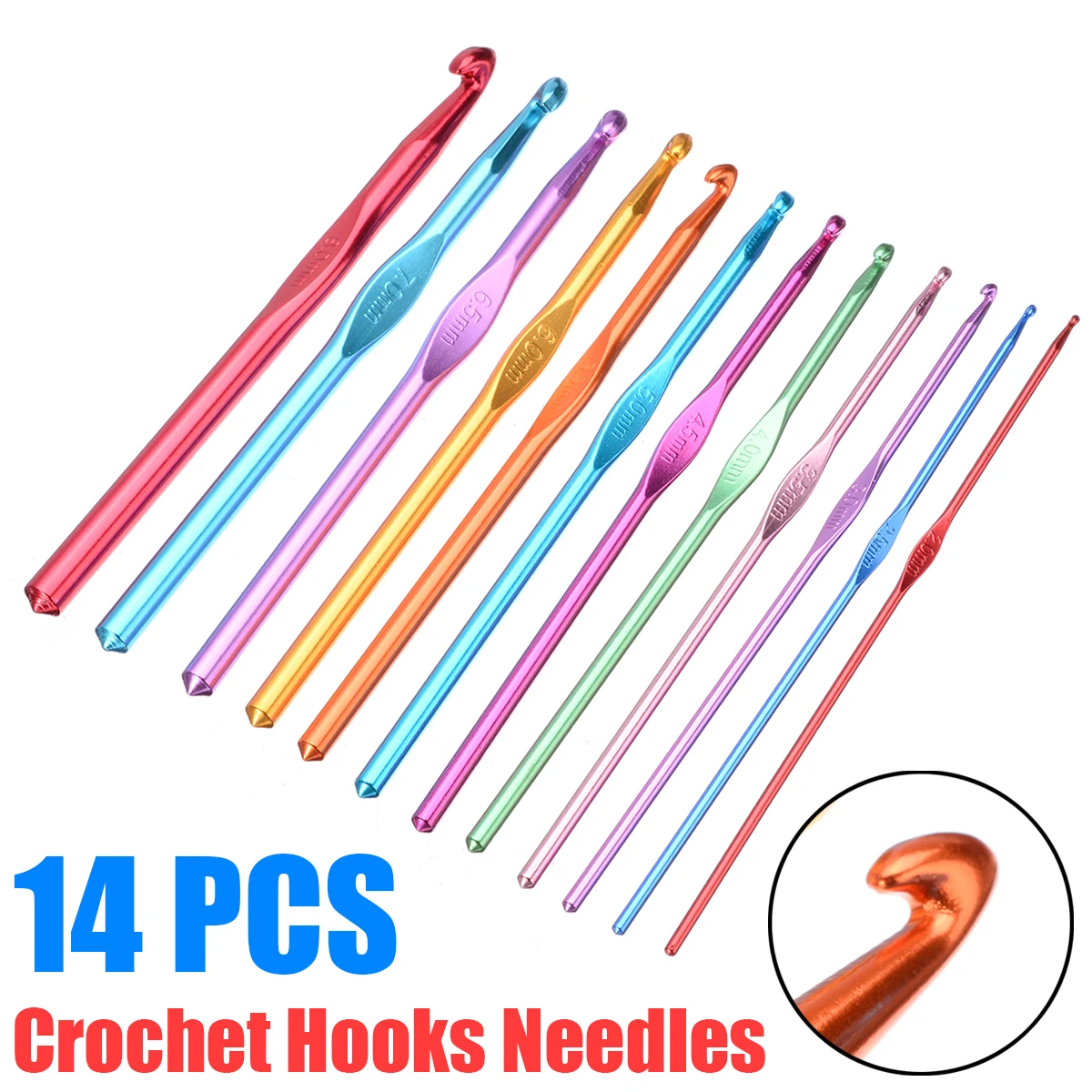 14 шт./компл. Разноцветные алюминиевые игл для вязания крючком обхватом 15 см