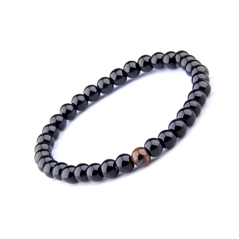 6 мм черные мужские бусины браслет из камней для мужчин женщин пары подарок
