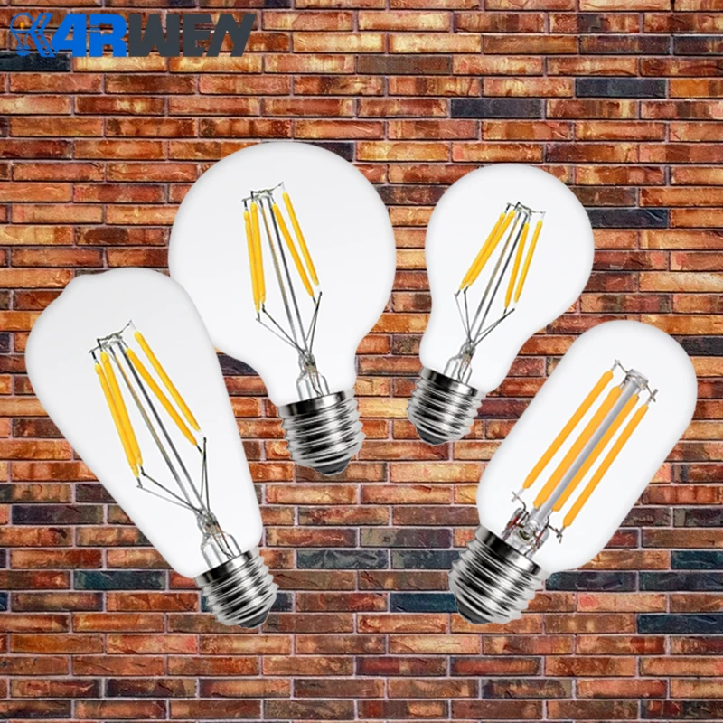 KARWEN светодиодный Эдисон лампы E27 E14 Винтаж светодиодный нити светильник 220V 2W 4W 6W 8W ST64 G80 G95 T45 A60 Ретро Светодиодная лампа накаливания