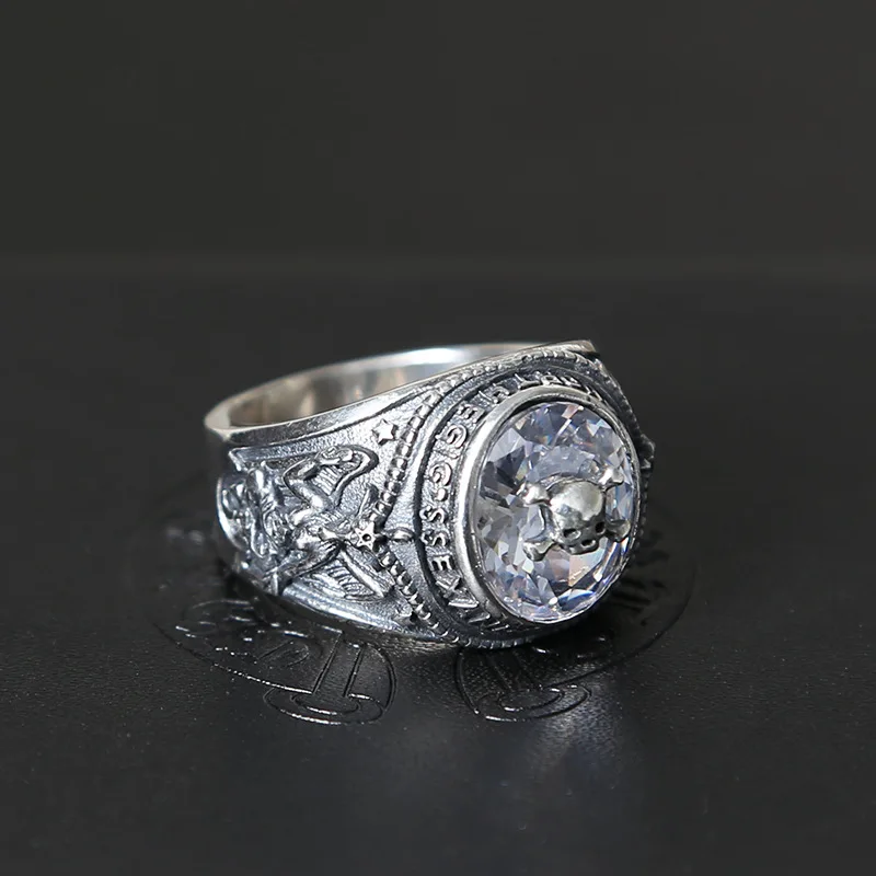 S925 Стерлинговое Серебро модное винтажное тайское серебро паук белый циркон