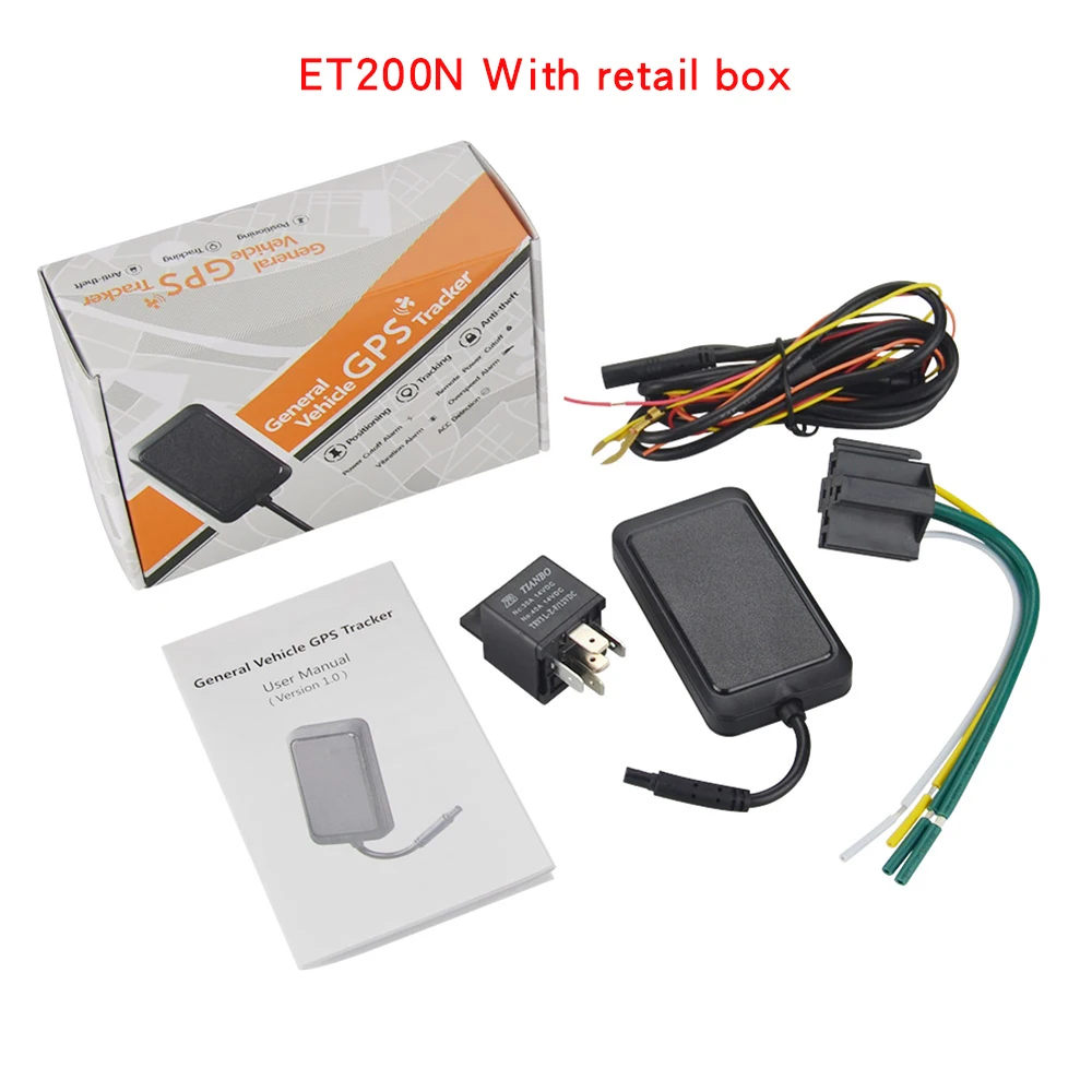 Multi-function WeTrack2 ET200N Vehicle Car GPS Tracker Cut off the Oil Over Speed Alarm Vibration alarm 9-90V voltage range - Цвет: With box
