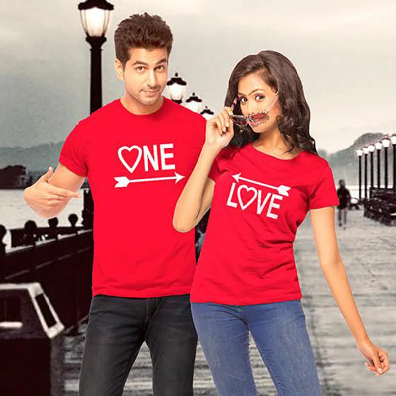BKLD Valentine Shirts Cotton Women Letters ONE LOVE Printed Couples T Matching Summer Short Sleeve T-shirt Couple Clothes | Женская