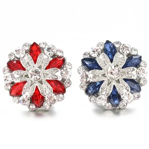 Стразы металлические, красныесиние, 18 мм, с кристаллами