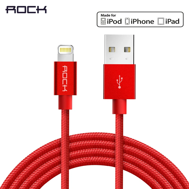 ROCK Metal MFI сертифицированный кабель Lightning USB для iPhone 5 SE 6 6s 7 plus iPad нейлоновая оплетка