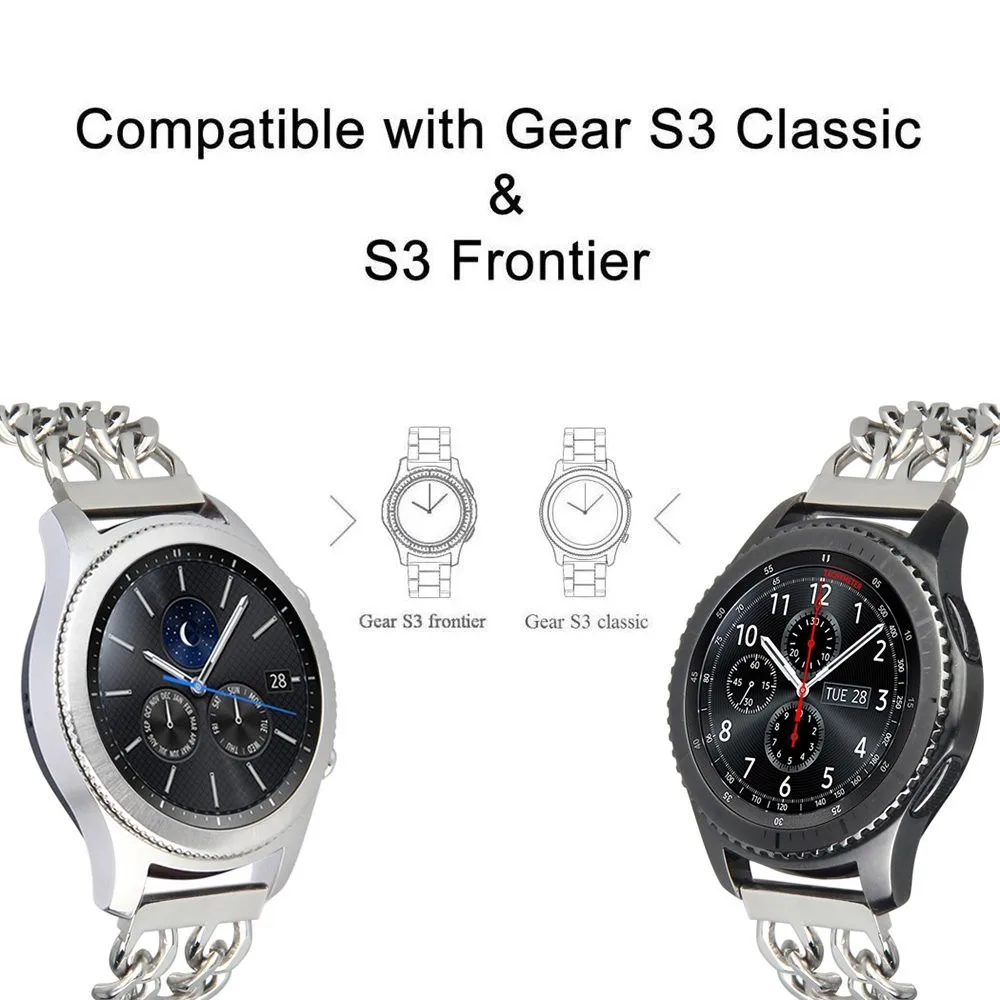 Для samsung gear S3 Frontier/классический ремешок для часов 22 мм ковбойская цепочка металлический браслет из нержавеющей стали для Galaxy Watch 46 мм