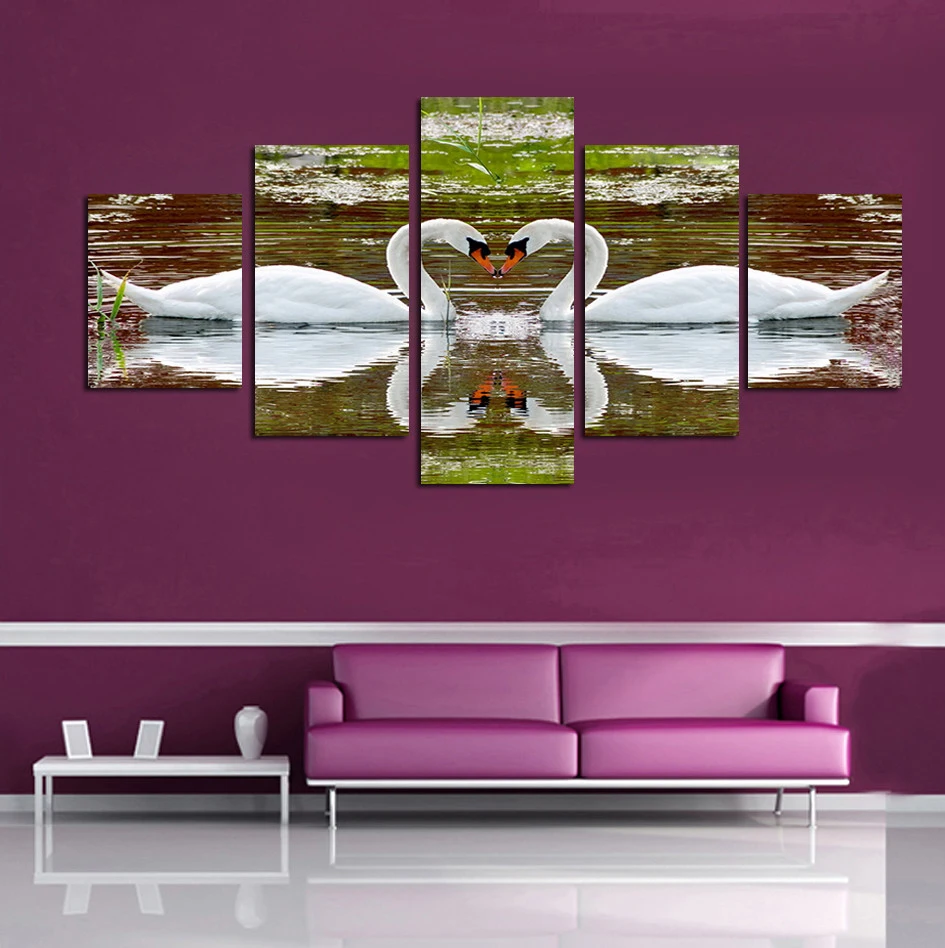 Heart of The Swan Unframed 5 Panel Canvas Painting for Living Room Home Decoration High Quality Wall Art Print Poster | Дом и сад