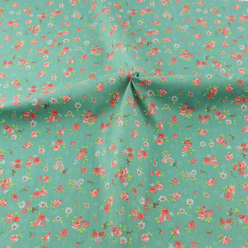 Cotton Fabric Green Flower Patchwork Teramila Fabrics Quilting Doll Sewing Cloth Cover Home Textile Decoration Bedding Clothing|fabric quilt|doll