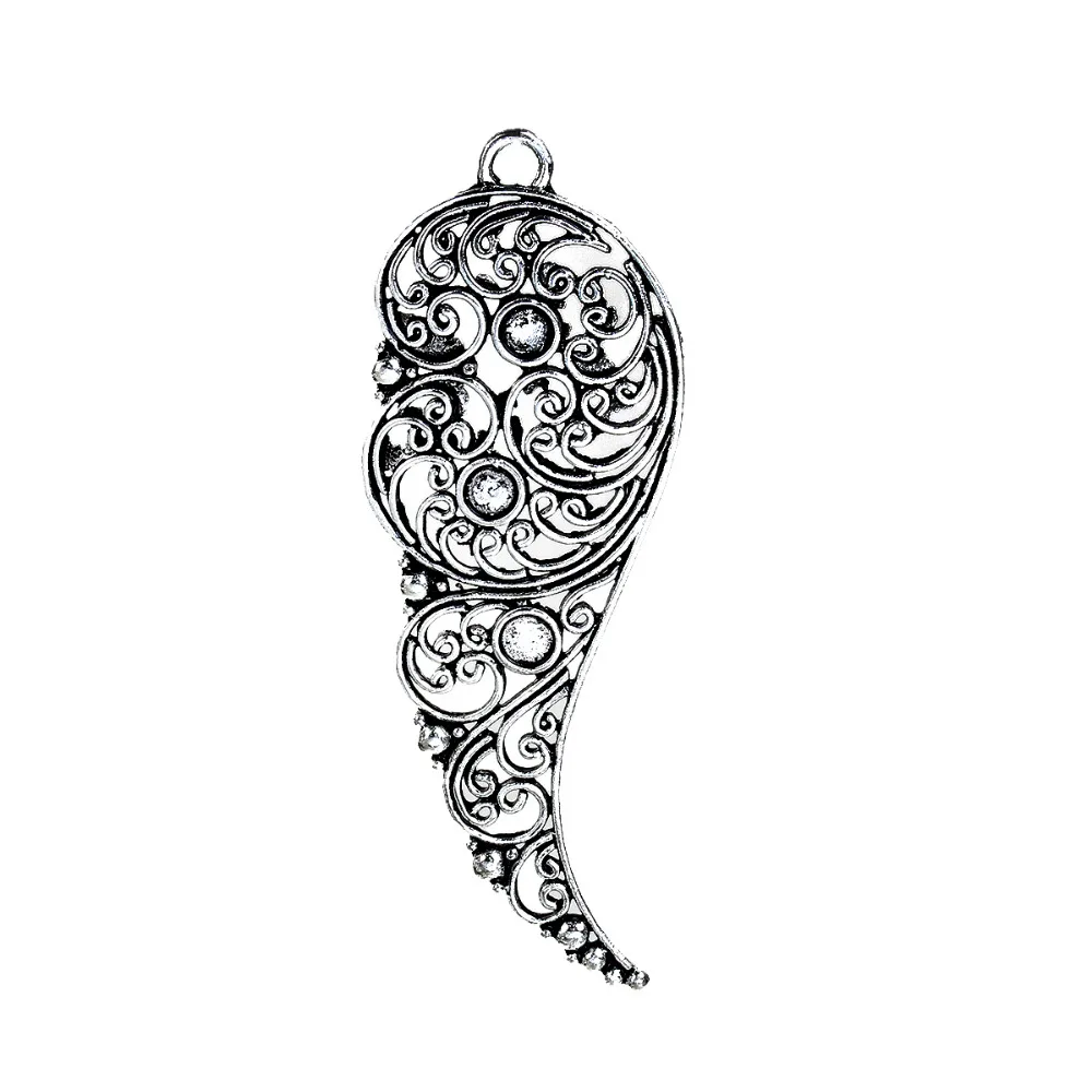 DoreenBeads цинковый сплав античные серебряные подвески Крыло ангела Кабошон Настройки DIY(Fit 5 мм Диаметр.) 85 мм x 31 мм, 2 шт