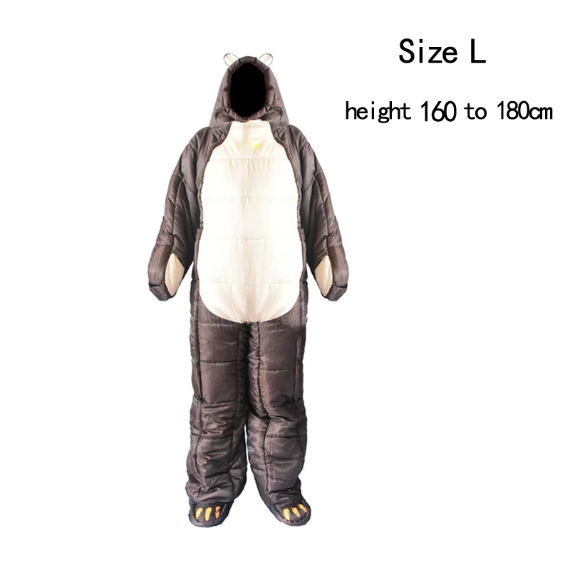 Size L 160 to 180cm Патент продукта коричневый медведь гуманоид спальный мешок человеческого тела типа Мумия Кемпинг Ночной отдых постельные принадлежности ленивый спальный мешок - Цвет: Size L 160 to 180cm