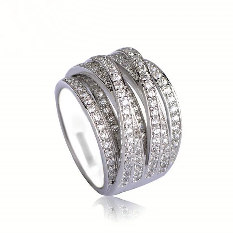 PLKUET роскошные кольца с фианитом аксессуары для пальцев многослойный серебряный