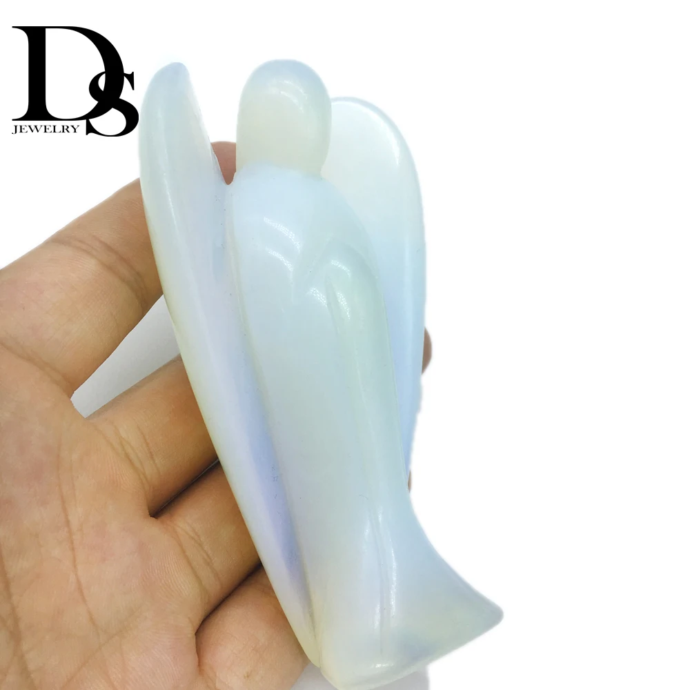 Hot Sale!! 4inch Natural Carved Opal Angel Figurine Pocket Guardian Reiki Chakra Healing Crystal Holiday Gifts | Дом и сад