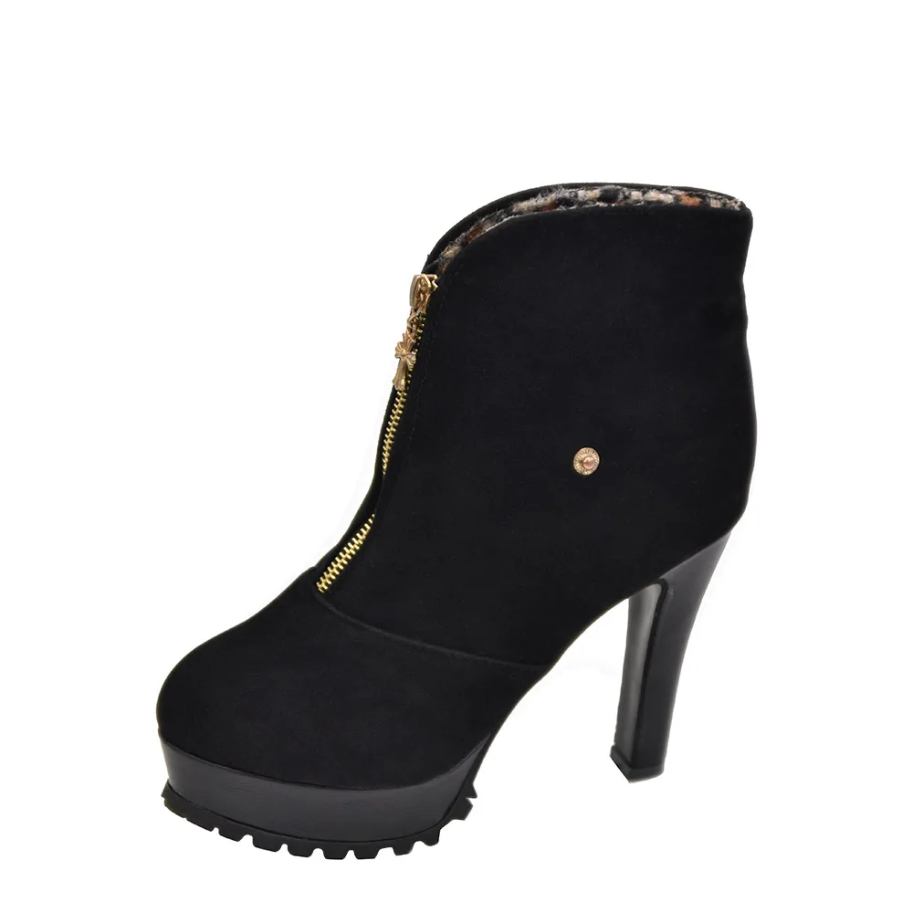 

Women Knee Boots Thin High Heels Knitted Ankle Boots Buckle Shoes Round removed Platform Boots 3 Wear Botas Femininas