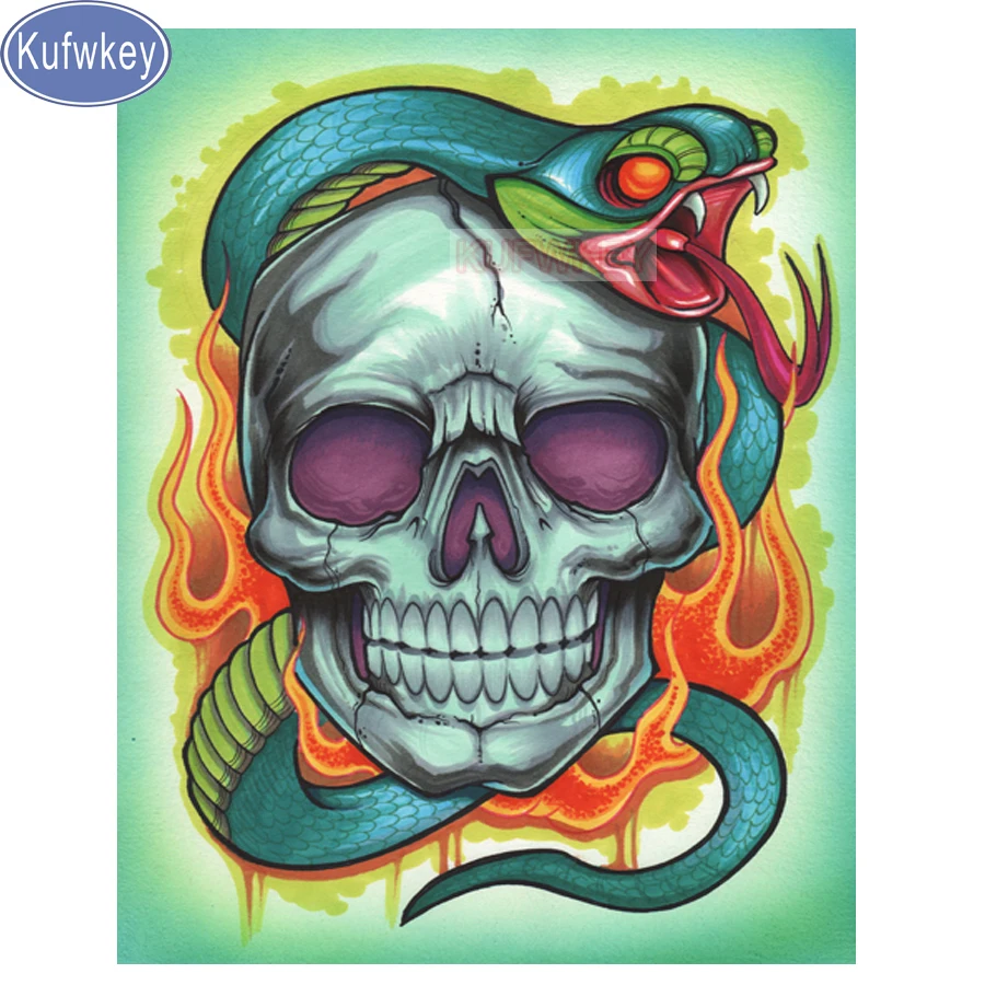 Череп Змея &quotАлмаз мозаики 5d поделки смоляные круглые/квадратный кристаллов