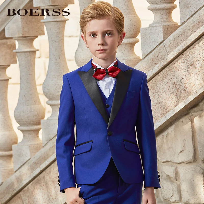 Мужской облегающий костюм-смокинг красный синий костюм для мальчиков из 3