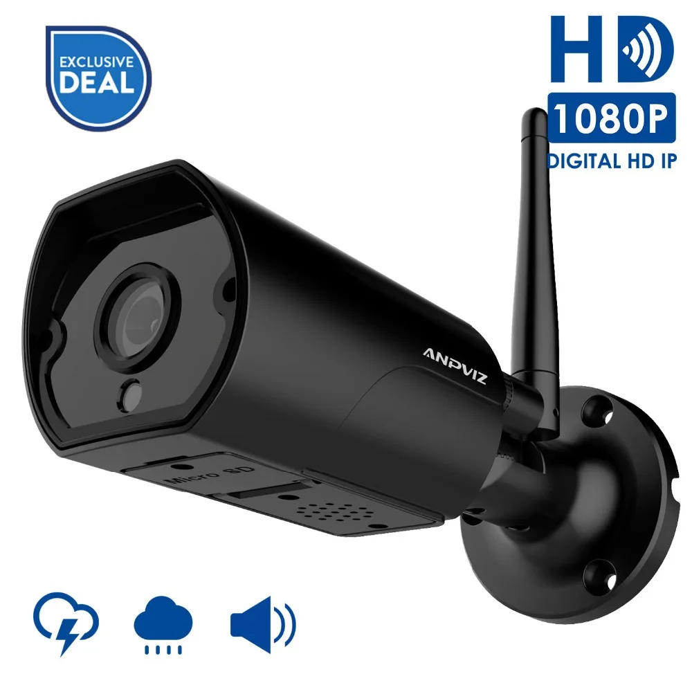 Anpviz WiFi IP камера наружная 1080P Водонепроницаемая 2MP беспроводная домашняя камера безопасности металлическая двухсторонняя аудио с адаптером питания