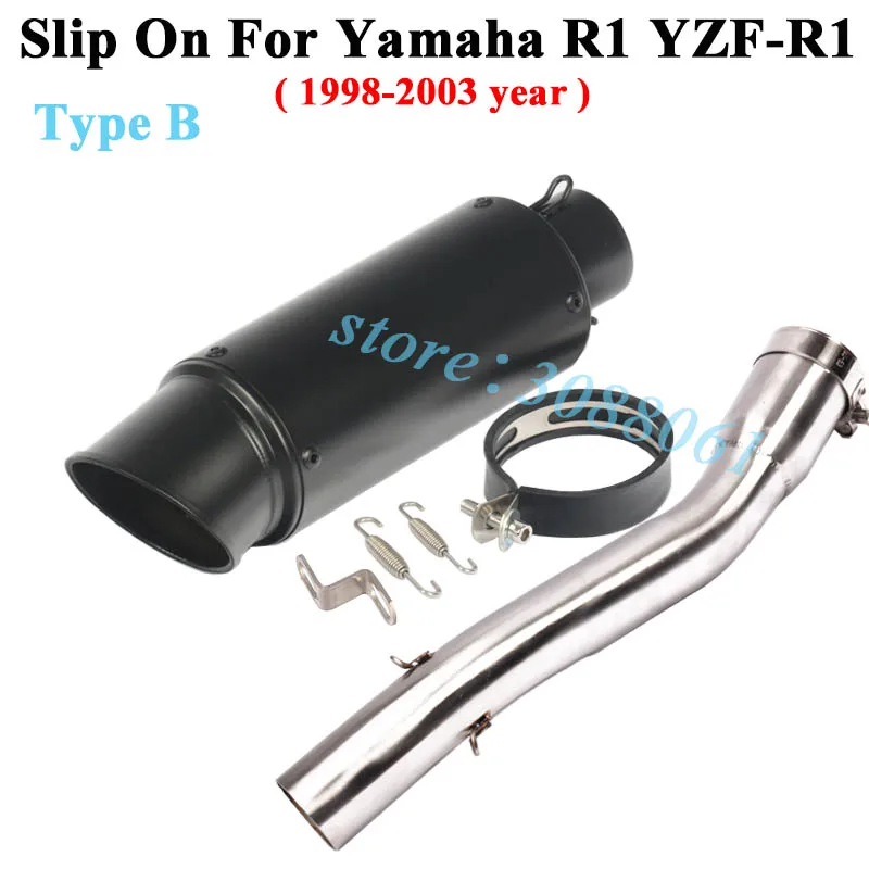 Type B Слипоны для Yamaha R1 YZF-R1 1998-2003 мотоцикл SC GP Проект гоночный выхлопной выход модифицированный глушитель средняя Соединительная труба - Цвет: Type B
