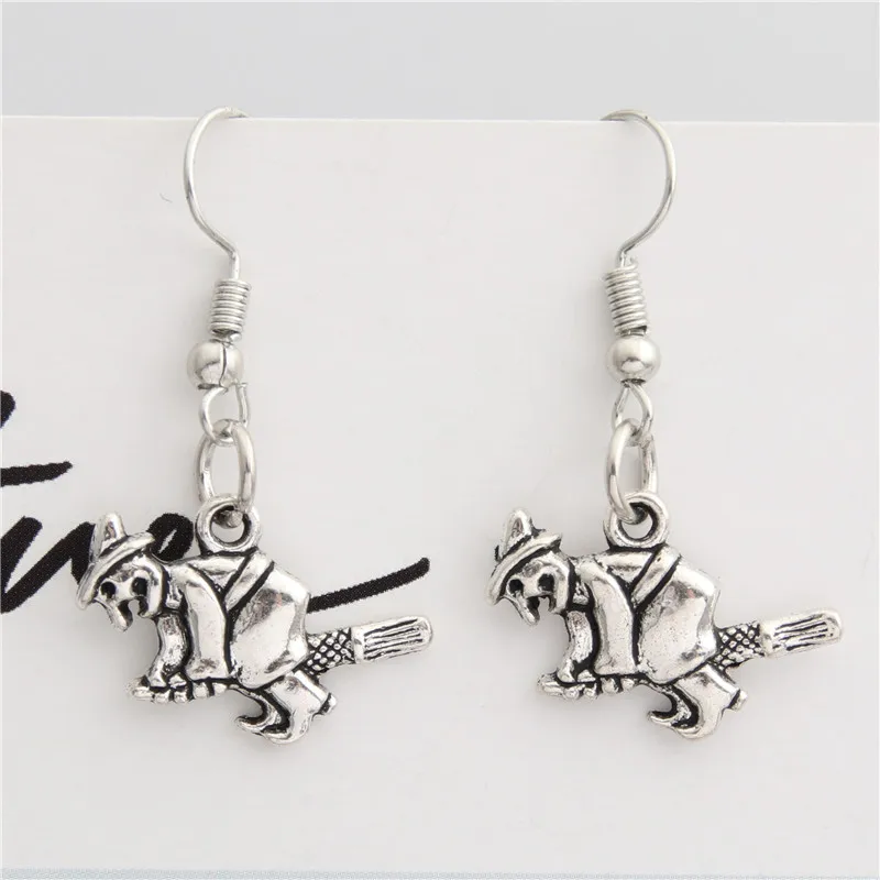 1pair Handmade Witch On Broomstick Halloween Pendants DIY Earrings For Women Party E2136 | Украшения и аксессуары