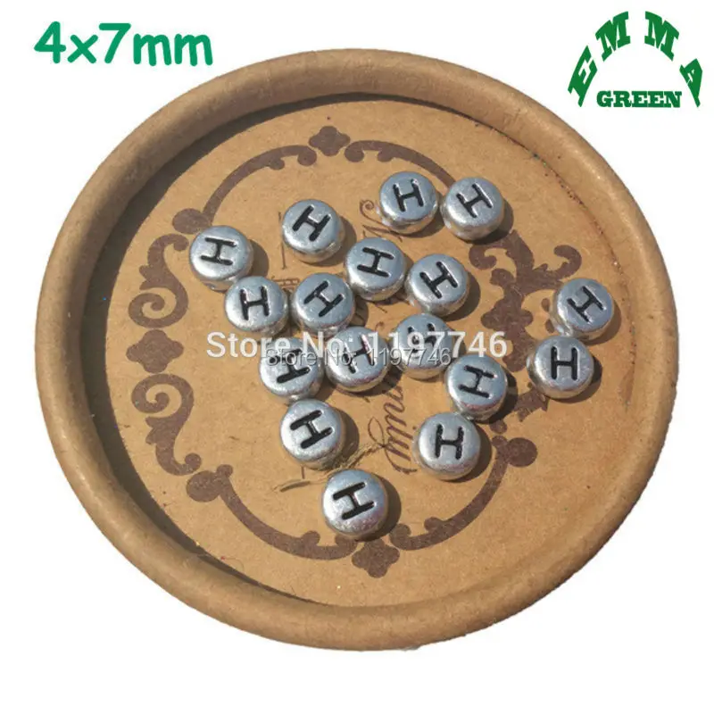 Алфавит круглые бусины Серебристые Акриловые зеркальные для рукоделия diy