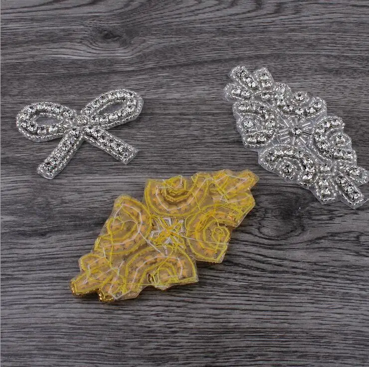 1 шт. шикарные украшения ручной работы пришитые бисером кристалл AB аппликация