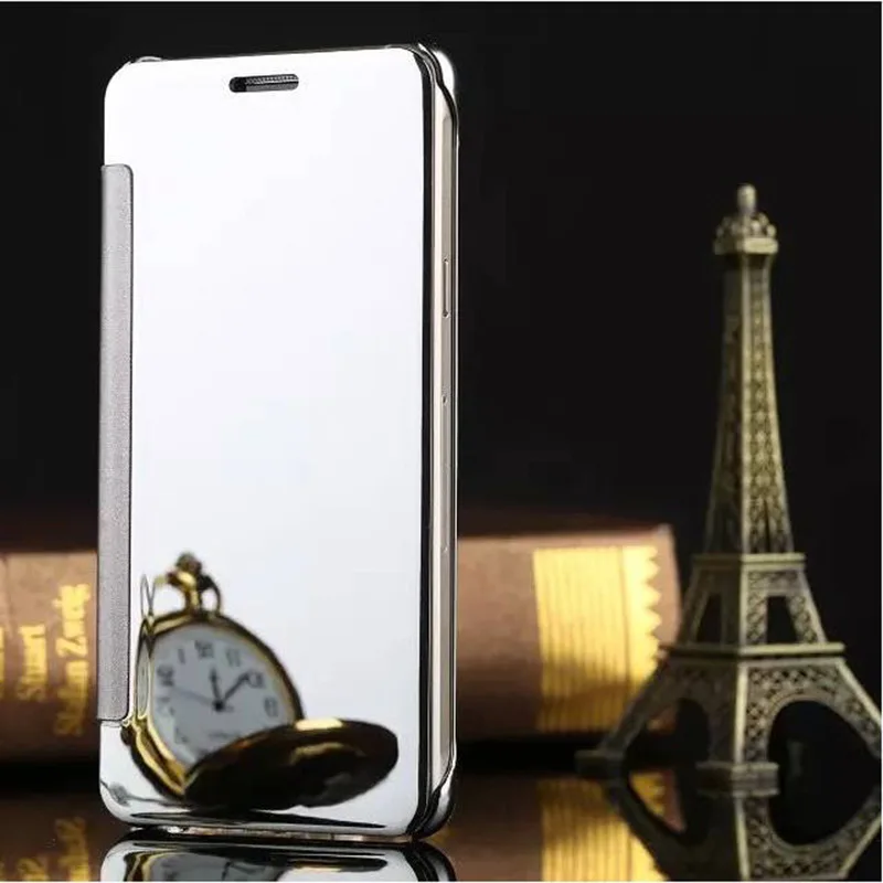 A5 флип зеркало кожаный чехол для samsung Galaxy() A7 A710 A7100/A5 A510 A5100 колпак PC защитный чехол с окошком для просмотра Clear - Цвет: Sliver
