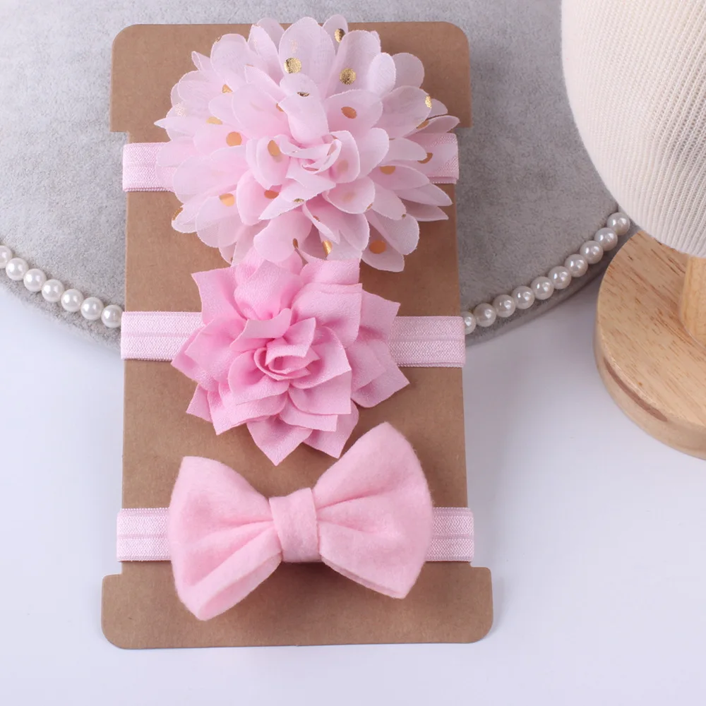 New 3pcs/set Baby Girl Bows Hair Accessories Chiffon Flower Headband Bow knot Party Princess Dress Decoration High Quality